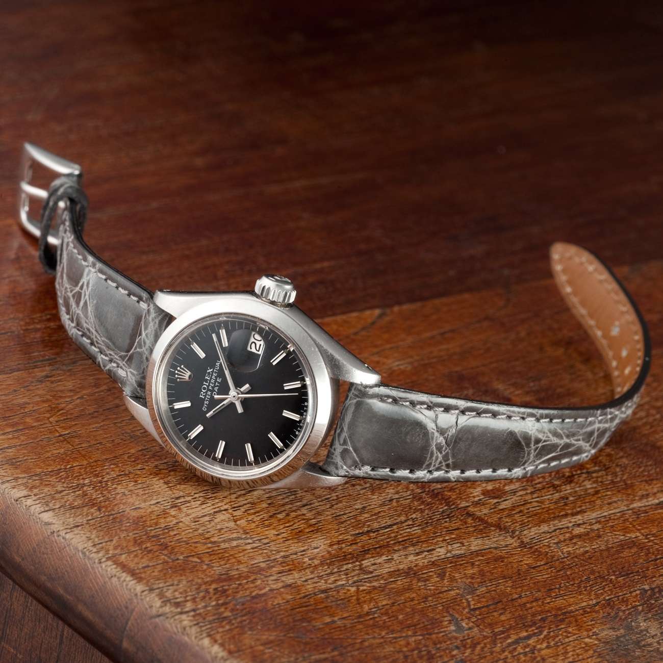 CARESE ORIGINAL LEATHER BELT CROCODILE GRAY